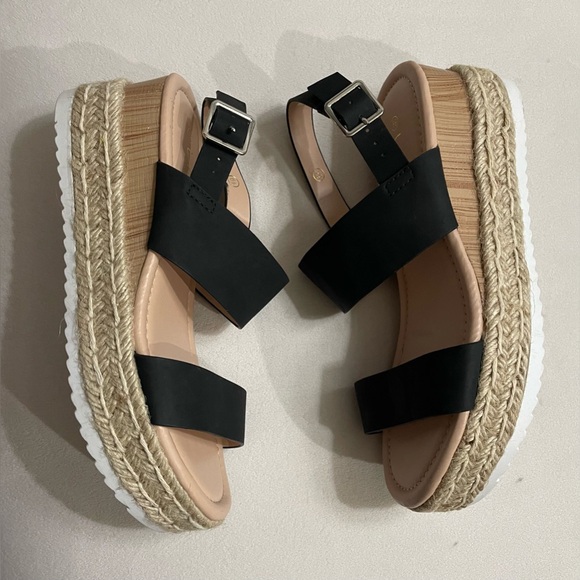 NEW LAICIGO Platform Espadrilles Ankle Buckle Strap Open Toe Wedge Sandals 6.5 - Picture 8 of 11